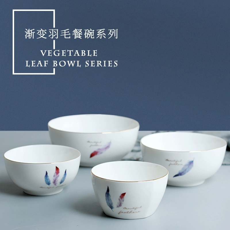 Jingdezhen bát sứ nhà ăn lớn phong cách châu Âu bát súp ramen sáng tạo bộ đồ ăn đơn giản xương bát cơm sứ - Đồ ăn tối