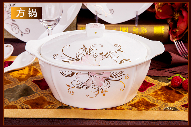 Jingdezhen Jinfen Shijia Bone sứ DIY Kết hợp miễn phí Cơm bát đĩa Bát bát bát súp dao kéo dĩa ăn