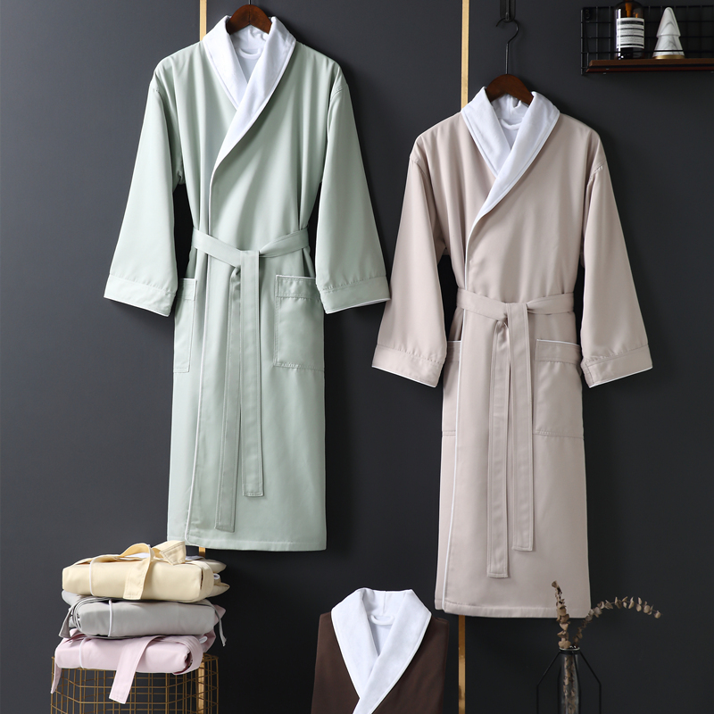 Carnation Canasin Five-Star Hotel Bathrobe for Women, Spring and Autumn Double-Layer Home Wear, All-Season Bathrobe, Long Nightgown