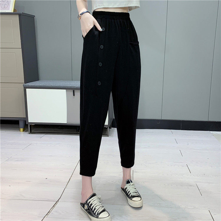 1554 Korean version thin with slim fit 100 lap tightness waist Harun pants Summer new women's high waist loose Roof pants