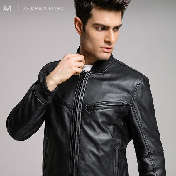 Andrew Marc 安德鲁·马克 绵羊皮 立领短款 男式皮夹克 天猫优惠券折后天猫优惠券折后￥859包邮（￥1799-940）2色可选