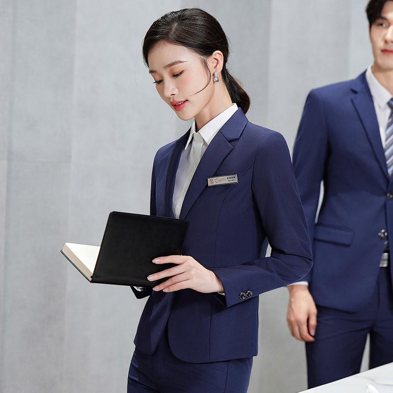 Navy Blue Blazer Women's Professional Formal Interview Suit Bank Ladies' Workwear Elegant College Student Suit