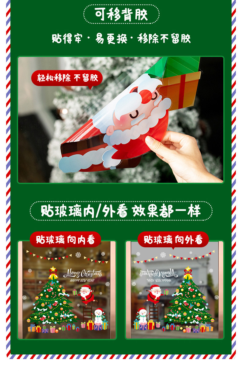 圣诞节装饰贴花 正反同色 可移背胶 图2