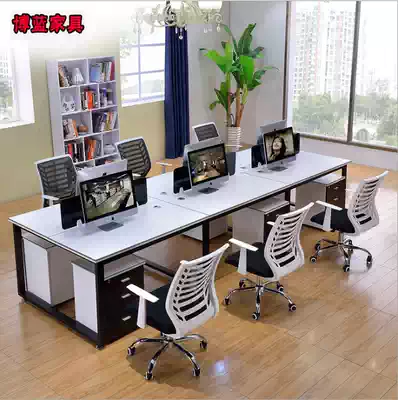 Staff desk and chair combination Modern simple staff desk four-person position 2 4 6 screen work position computer desk