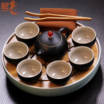 Guan art ceramic tea set home office simple kung fu tea set dry bubble table tea tray small tea table water storage glass