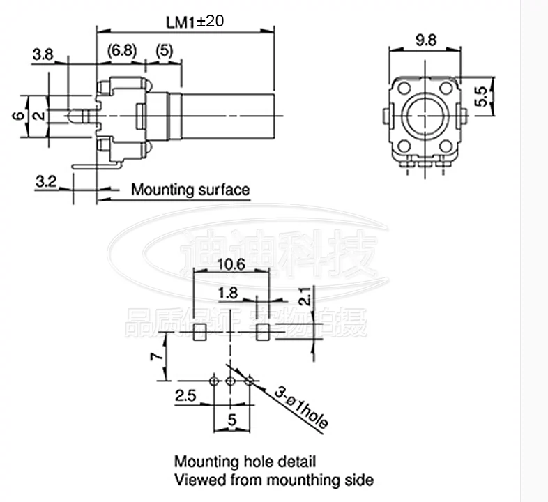 RV09 chiết dọc/ngang 1K2K5K10K 50K100K có thể điều chỉnh 0932 chiều dài tay cầm 7.5MM/12.5MM