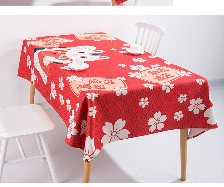mèo bông khăn trải bàn vải in không thấm nước Lucky hình chữ nhật vải bảng bảng đỏ mạng vải bảng tủ TV cà phê - Khăn trải bàn khăn trải bàn sang trọng