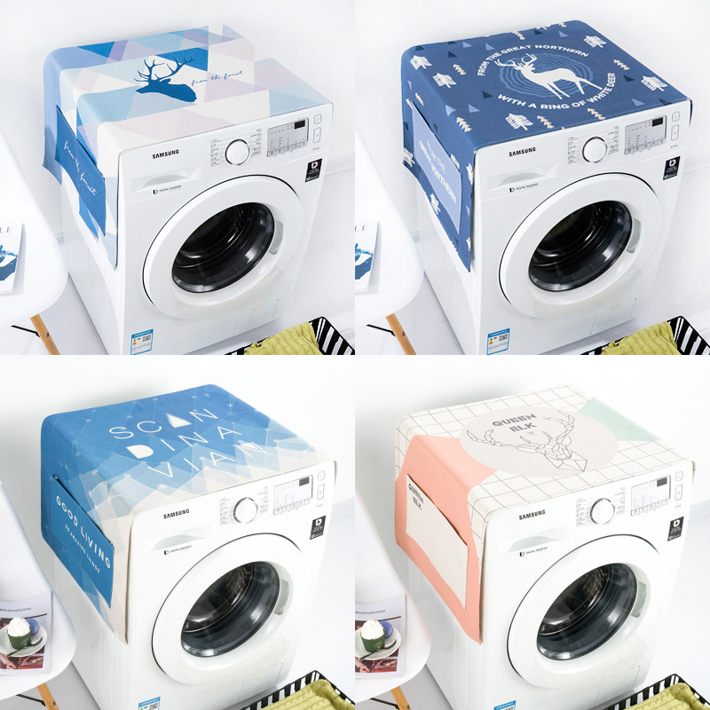 Nordic ins multipurpose cotton linen drum washing machine Gaib bed head cabinet cover cloth refrigerator cover cloth dust protection sunscreen