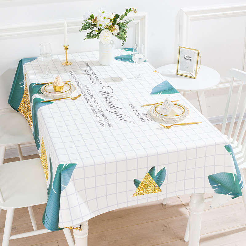 Table Cloth Art Nordic Ins Fresh Green Plant Table Cloth TV Cabinet Table Cloth Rectangular Waterproof Table Cloth