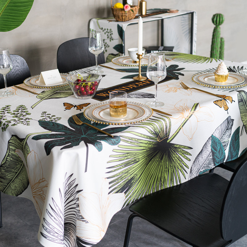 American cotton linen table cloth art ins table cloth waterproof and oil free to wash Nordic desk cloth rectangular tea table cloth