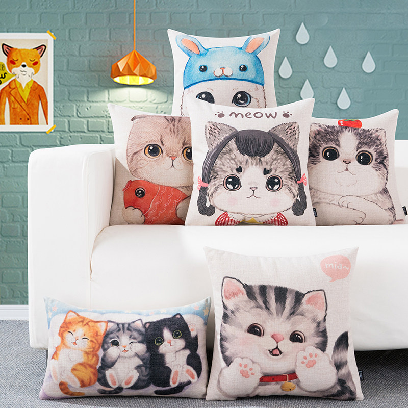Cat cartoon cotton cotton cushion sofa cushion office waist pillow bed on bedside car cushion cushion
