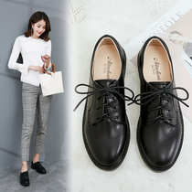 Leather small leather shoes women's 2022 spring work soft bottom comfortable summer flat bottom small black English wind bean shoes