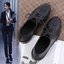 Real leather small leather shoes female summer style Inren windy small black soft leather professional soft bottom bean bean summer flat work single shoes