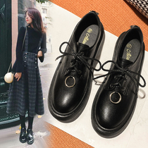 Real leather small leather shoes women 2022 Black retro spring and autumn days Inlenfeng wind jk thick bottom summer soft bottom work single shoes