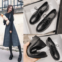 Genuine leather small leather shoes womens spring style 2022 Inn Wind Black Comfortable Spring Autumn Flat Bottom Soft Leather Bean Soft Bottom Working Shoes