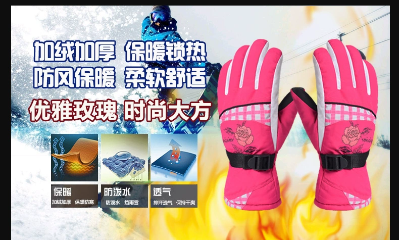 Găng tay nam mùa đông ấm áp dày không thấm nước chống gió lạnh cộng với bông đi xe máy trượt tuyết đôi găng tay - Găng tay