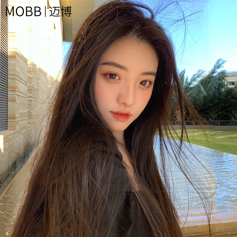 Wig woman long hair light invisible lace mid-length straight hair medium long braided zi hair natural full head cover real hair