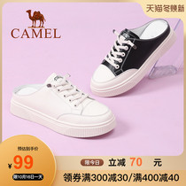 Camel Womens Shoes 2021 Summer New Fashion Wear Slippers Womens Summer Baotou Mueller Shoes Leather Thick-soled Sanders