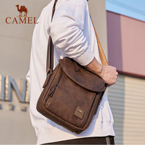 Camel mens single shoulder diagonal satchel with vertical business minimalist small backpack multifunction fashion trend Postbag