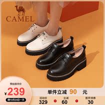 Camel womens shoes 2021 autumn new leisure square heel real leather shoes women shallow mouth British style College shoes women