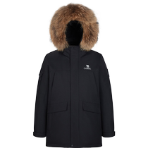 Camel Womens Fur Collar Down Jacket Winter 2024 Mid-Length Thickened Workwear Waterproof and Coldproof Jacket for Men and Women