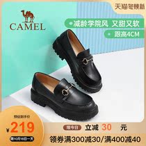 Camel womens shoes 2021 Autumn New loafers womens wild JK high heel Academy style deep mouth shoes