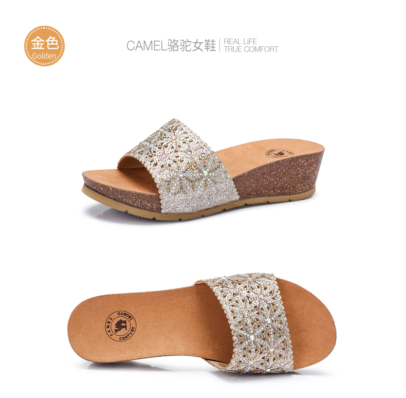 Sandales femme CAMEL   en tissu paillete - Ref 2673549 Image 20