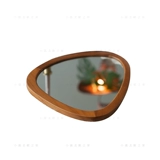 Xiaoman nordic минималистский ретро -тик с твердым деревом декоративной зеркальный зеркальный зеркало зеркало Чужое зеркало Средневековая завязка Стенная стена подвесное зеркало