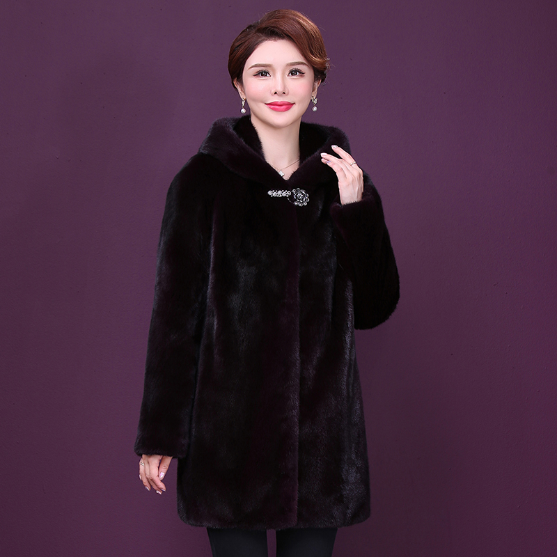 Ms. Henning's mink leather coat 2022 new imported whole mink mink fur petticoat with a cap fashion jacket 