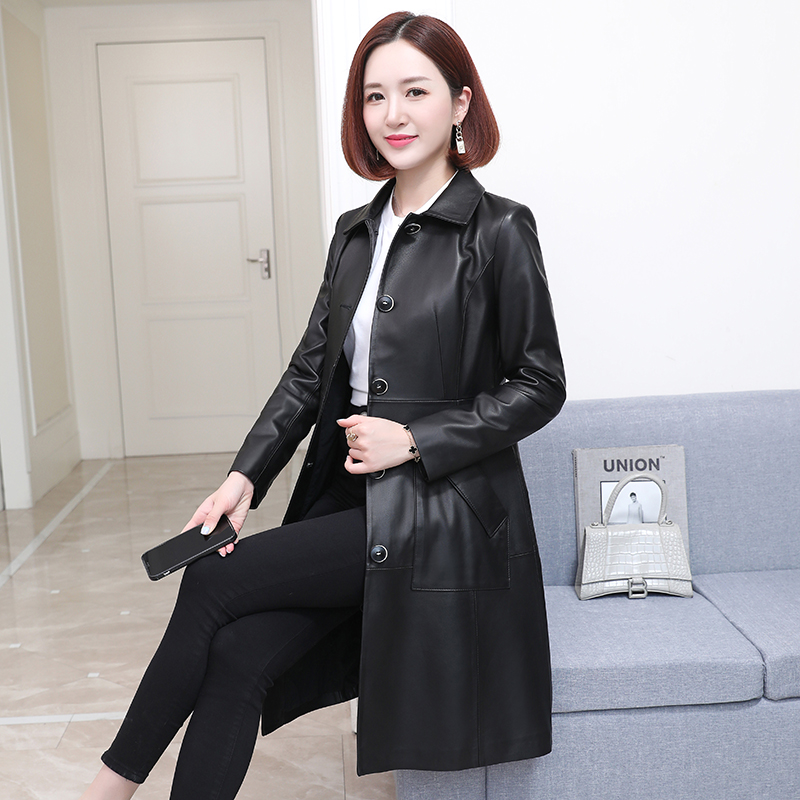 Kateman's 2022 new Haining genuine leather coat ladies sheep leather mid-length slim jacket fashion windbreaker