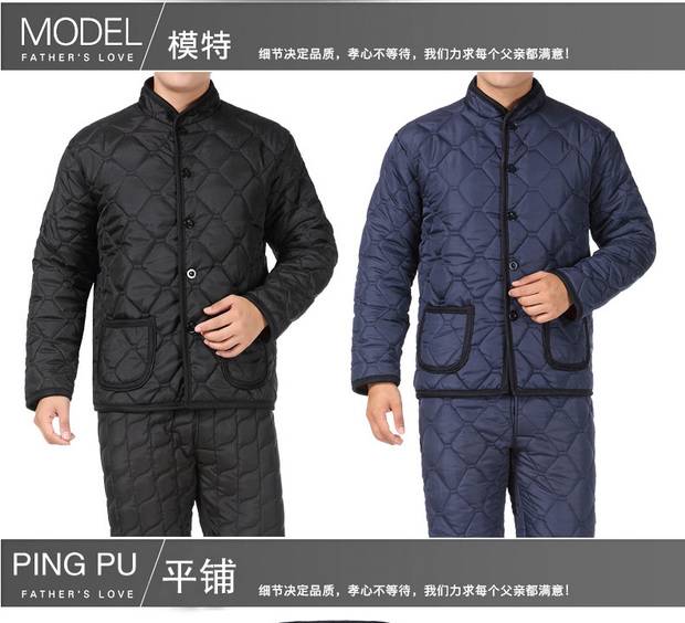 Mùa đông nam cotton phù hợp với cotton trung niên cộng với nhung dày người già bên trong và bên ngoài mặc một chiếc áo khoác cotton nhỏ áo jean nam