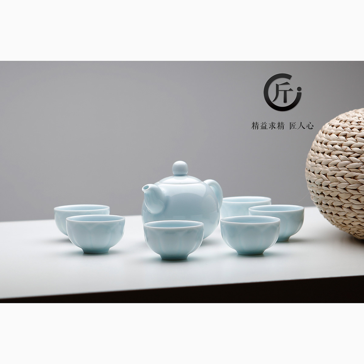 Jingdezhen porcelain old artisan checking pottery kung fu tea set traditional blue white porcelain technology on sale