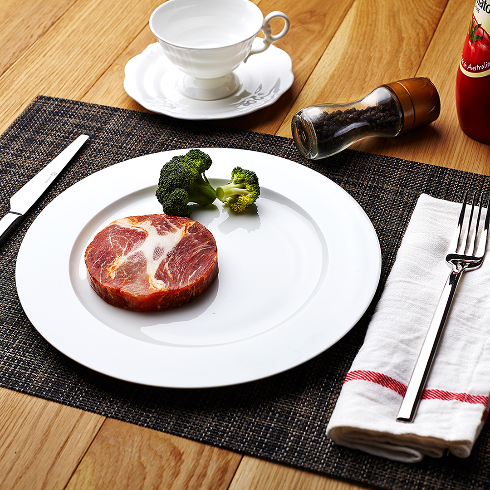 Pure white ipads porcelain of jingdezhen porcelain old artisan 10 inches flat western - style food cold dish plate plate plate round square plate