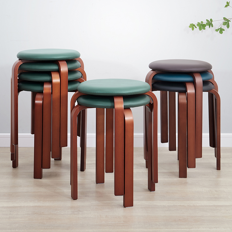 Solid Wood Small Stool Home Small Bench Soft Face Net Red Dwarf Stool Creative Round Stool Cute Wooden Stool Grown-up Soft Bag Dining Stool