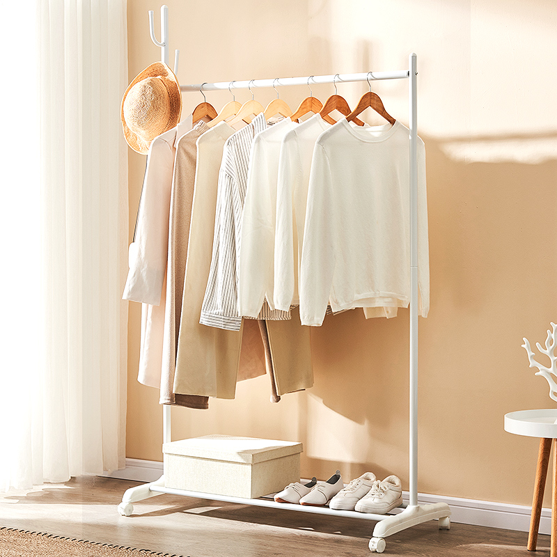 Hanghanger Ground Floor Bedroom Home Clothes Hat Rack Balcony Sunning Hanger Cool Coat Single Lever Indoor Folding Laundry Rack