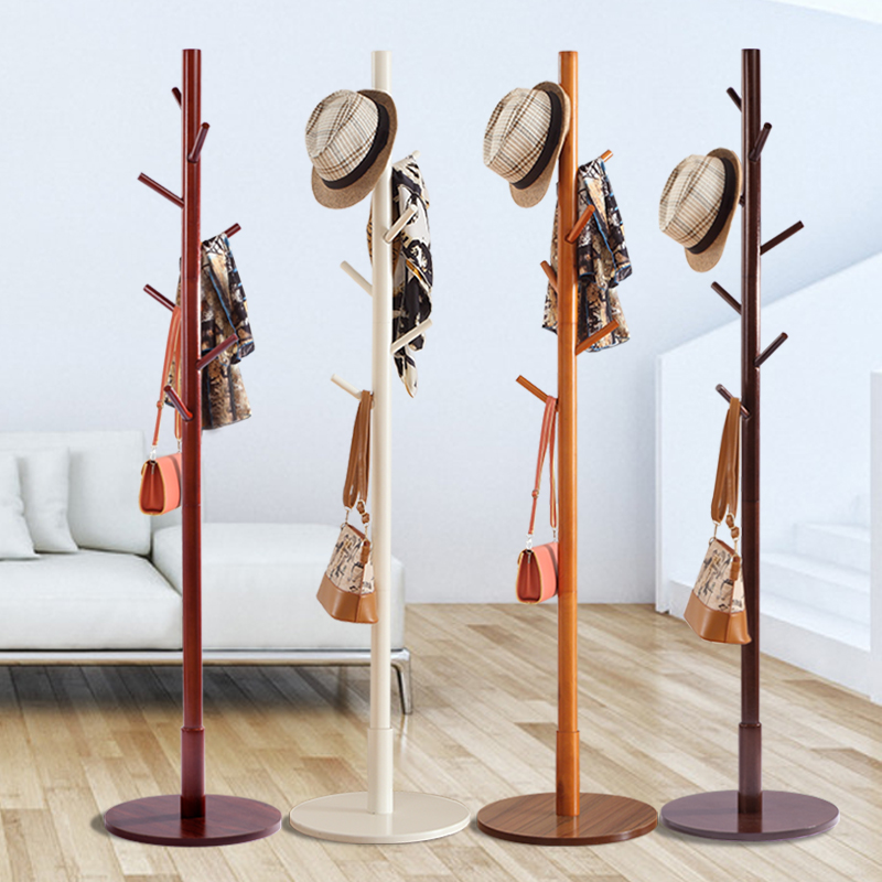 Xinyi European style modern simple solid wood coat rack floor drying rack hanging hanger bedroom storage clothes rack