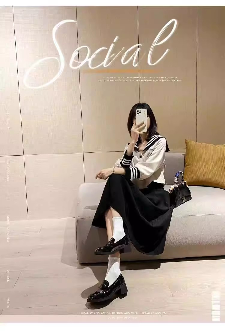 British Style Thick-Soled Height-Increasing Loafers for Women, 2026 Spring and Autumn New Fashion Versatile Shoes That Match Skirts, Chunky Heel Single Shoes — تصویر 1
