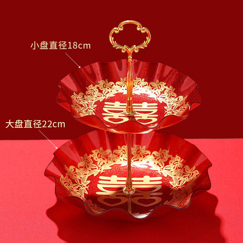 Candy plate hi plate acrylic fruit plate wedding wedding melon fruit plate festive red tea tray tray wedding candy plate