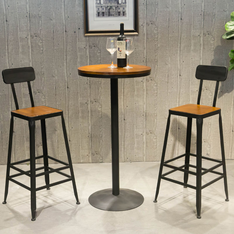 European Style High Chair Bar Chair Bar Stool High Wood Round