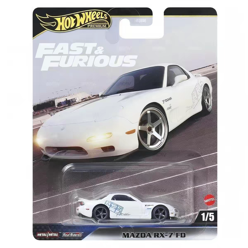 Hot Wheels Hnw46 Iron Base Rubber Tire Fast and Furious Mazda Mazda Rx7 Fd Alloy Car Model