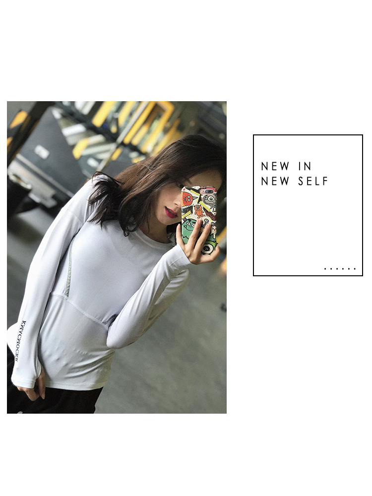 Áo thun thể thao cho bé gái cổ tròn mỏng thể thao nhanh khô chạy áo thun co giãn chặt chẽ quần áo yoga dài tay mùa thu đông áo thể thao có cổ