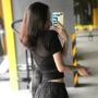 Fitness Girl Sexy Navel Áo thun thể thao ngắn Nhanh khô thoáng khí Chạy bộ Yoga ngắn tay Tights hàng đầu - Áo phông thể thao áo ba lỗ thể thao