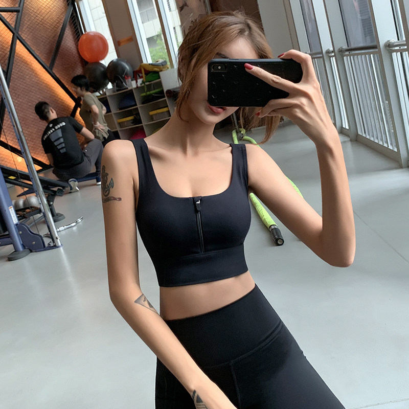 Fitness Girl Anti-Drooping Sports Underwear Shockproof Poly running stereotyped yoga vest style professional speed dry bra