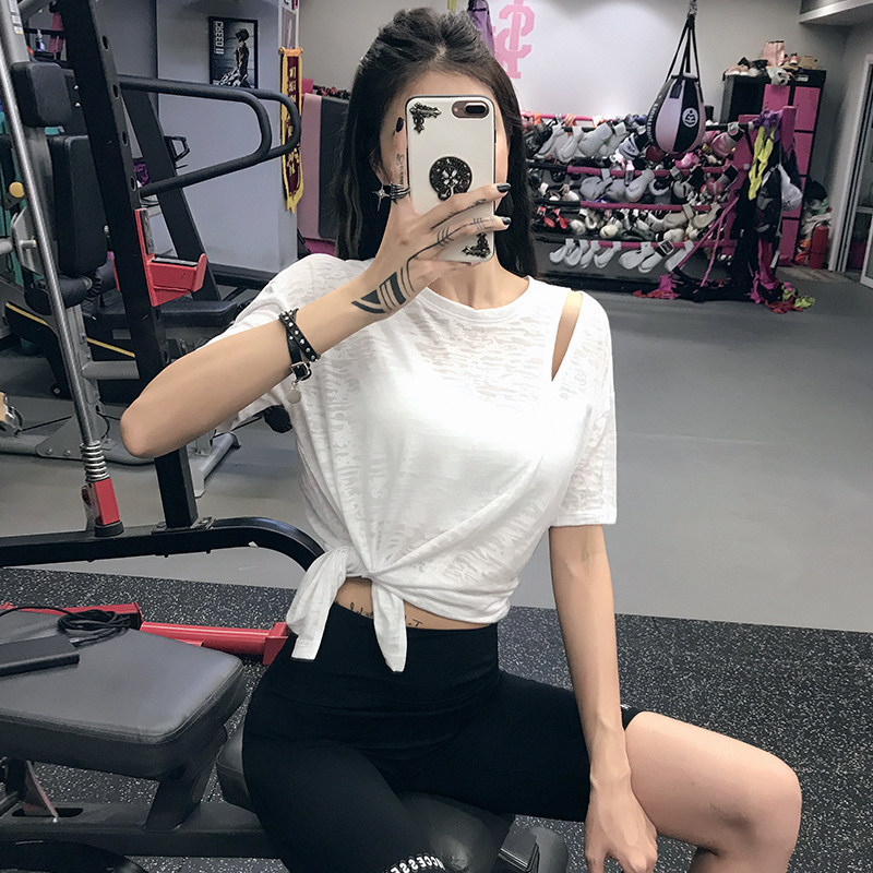 Fitness Girl skinny sports blouses Loose Covered Meat Running Training Quick Dry T-shirt Light Thin Yoga Service Short Sleeve Summer