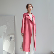 Anti-season double-sided cashmere coat women 2021 new autumn and winter long loose cocoon wool jacket small man