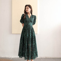 2022 new beach dresses comeback season ancient fashion temperament slim chili rework embroidered hollowed-out dress woman