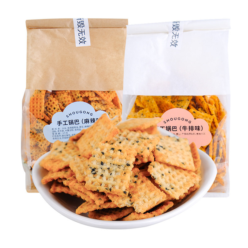 Dafeng Sangpo Handmade Crispy Rice Crackers with Bean Flavor 500g Bagged Spicy Beef Steak Flavor Internet-Famous Puffed Snacks for Children
