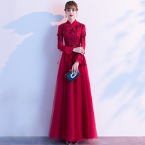 Toast Bride 2021 New Wedding Wine Red Clothes Pregnant Women Small Trunk Dress Women Engagement Skirt Long