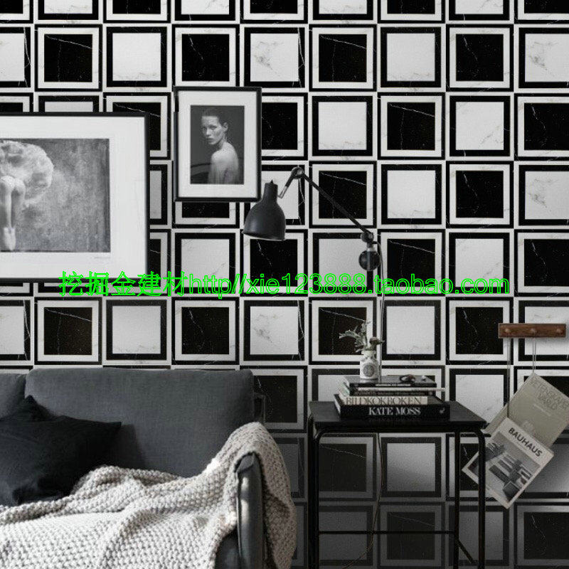 Nordic modern jazz white black and white retro tiles 200 kitchen bathroom balcony background wall tiles non-slip floor tiles