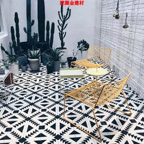Nordic black and white fishbone tiles 300X300 antique bathroom kitchen balcony living room background wall tiles Floor tiles 200